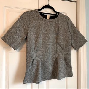 ANN TAYLOR NWT Thick Knit Black Grey Business Top